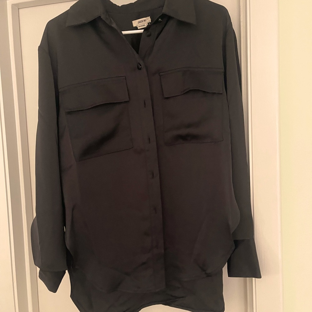 Jason Wu black designer buttoned down blouse NWT